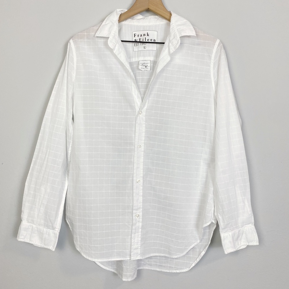 Frank & Eileen Frank White Cotton Windowpane Button Down